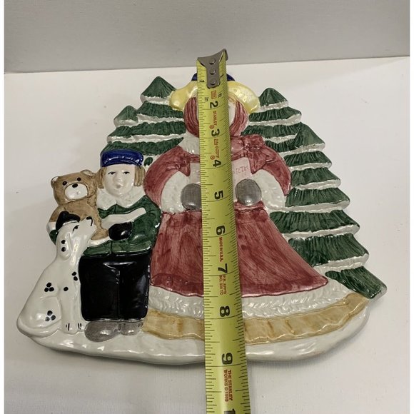 Vtg Fitz Floyd Omnibus Christmas Caroler Plate 3D Lady Child Teddy Bear Dog READ - Picture 9 of 11